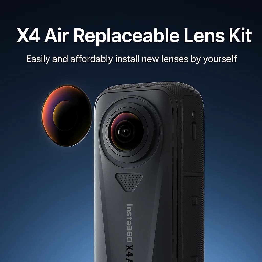 مجموعة استبدال عدسة بصرية Insta360 X4 Air مجموعة عدسات رسمية تركيب ذاتي سريع إصلاح تلف عرضي استمر في التصوير - 6