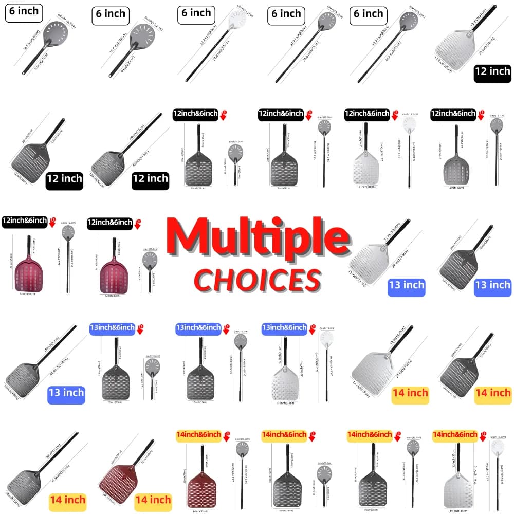 6&12 13 14  Inch Aluminum Pizza Peel Bread Paddle Pizza Oven Turning Peel Hard  Anodized Pizza  Baking Kitchen Tool Spatula - 2