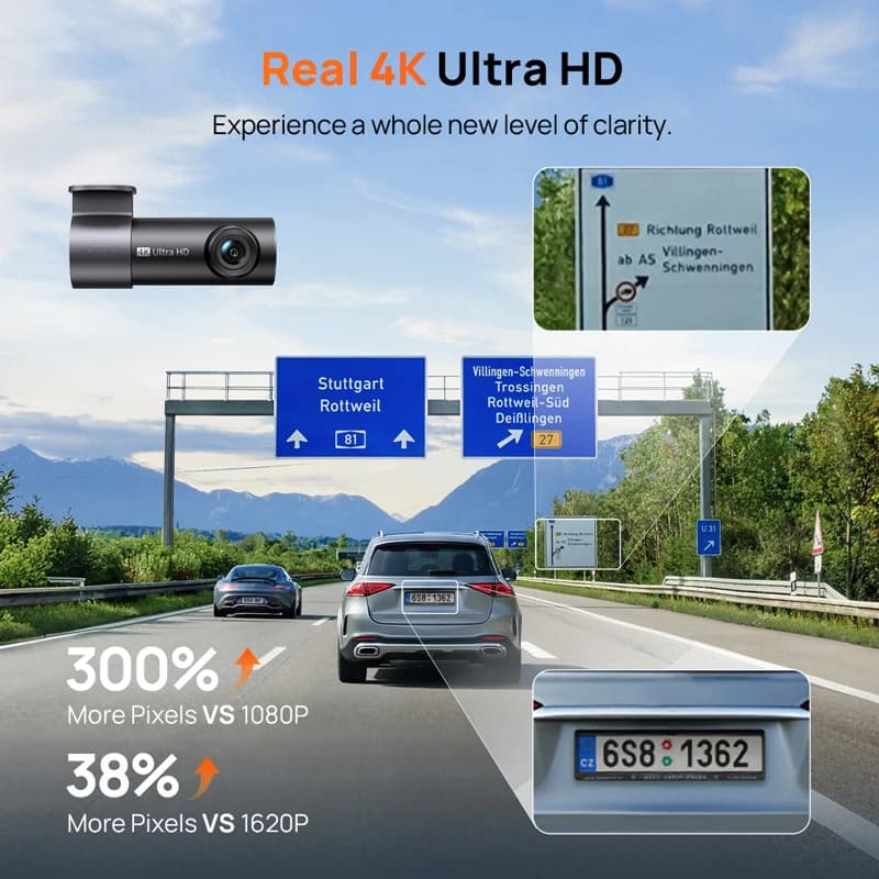 الإصدار العالمي 70mai داش كام M310 بلس 4K حقيقي 4K 2160P WDR التحكم الصوتي دعم وضع مواقف السيارات 24 ساعة سيارة DVR 70mai M310 PLUS 4K - 2