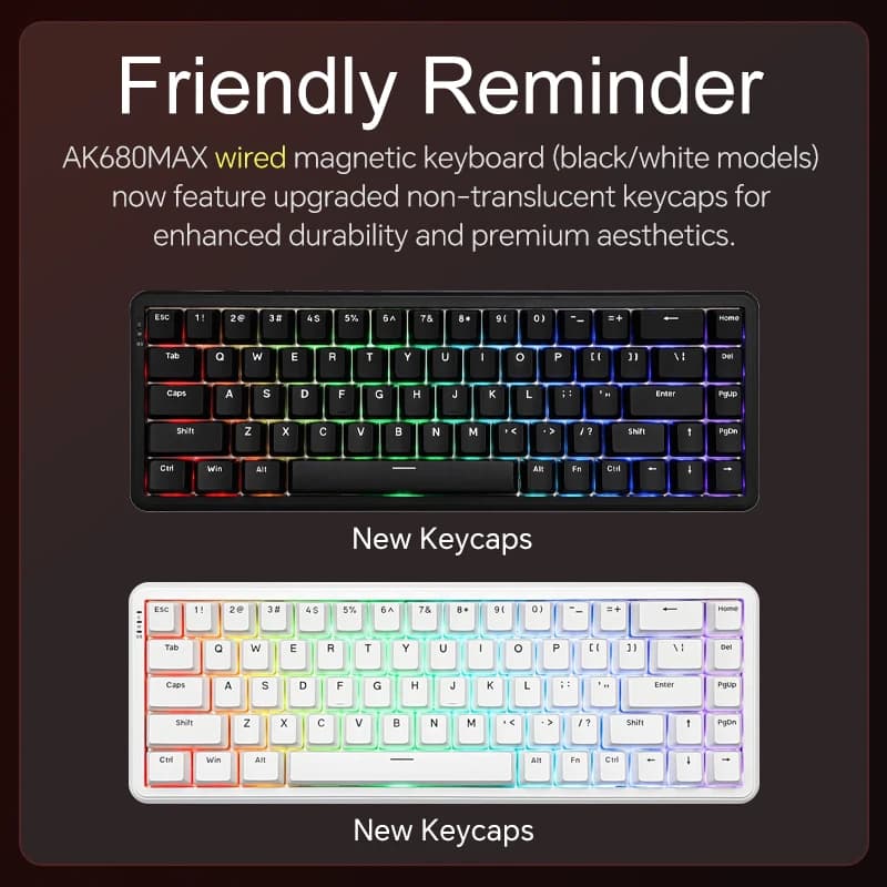 AJAZZ AK680 MAX Mechanical Keyboard HE Hall Effect Switch 60% 8k/1K RGB Wired/Wireless Gaming Rapid Trigger Magnetic Keyboard - 6