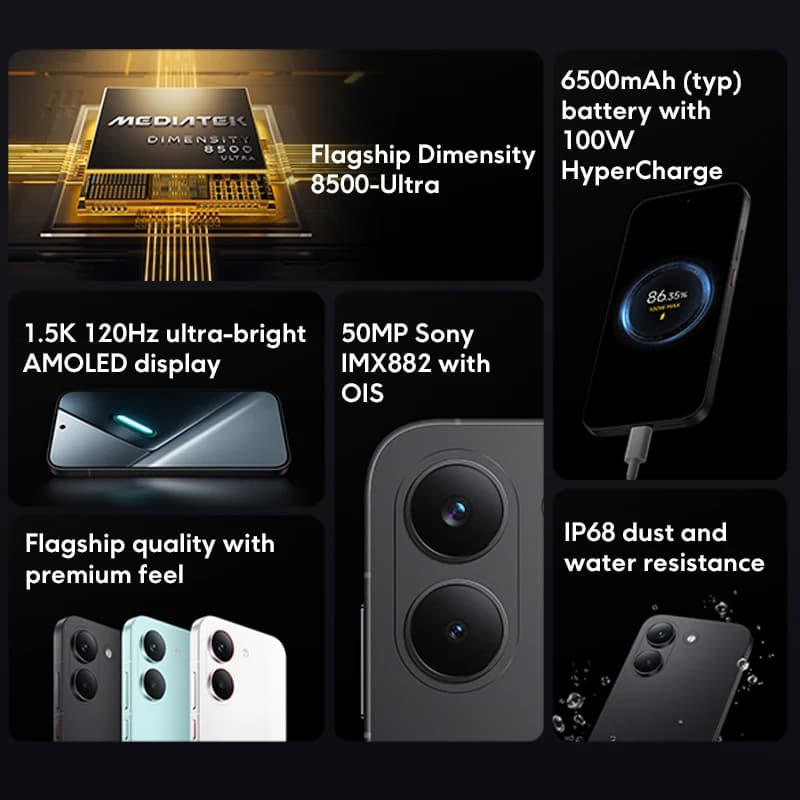 هاتف POCO X8 Pro نسخة عالمية بمعالج Dimensity 8500-Ultra وبطارية 6500mAh وشاشة 6.59 بوصة 1.5K بمعدل تحديث 120Hz AMOLED وكاميرا 50 ميجابكسل - 3