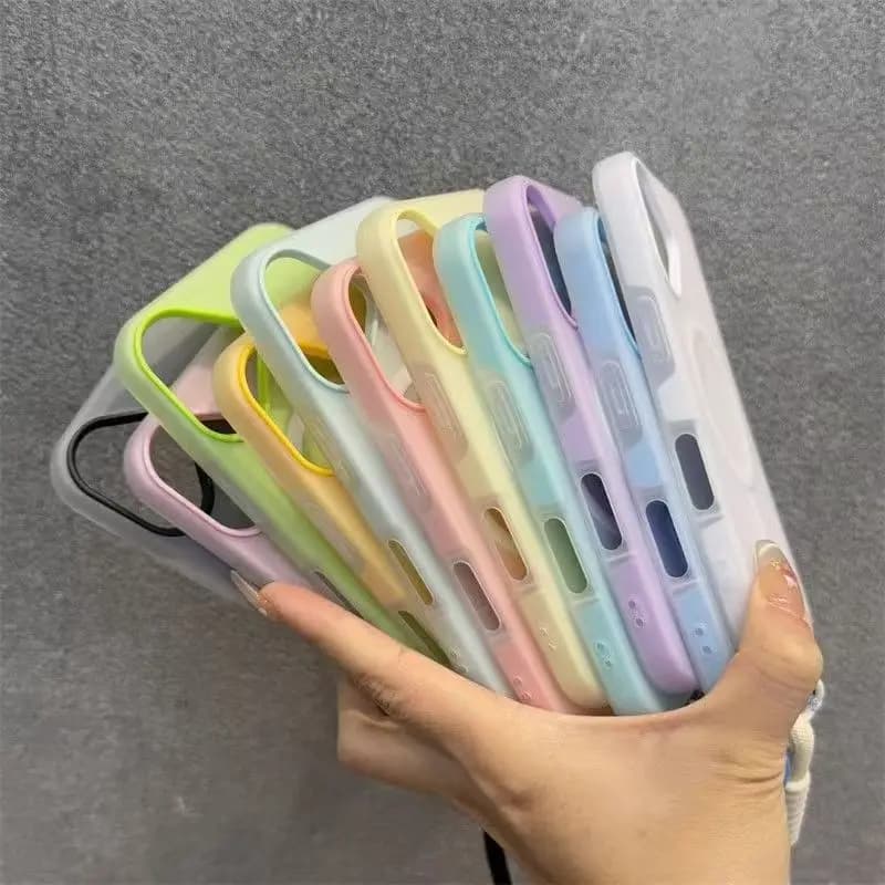 for Magsafe Candy Contrast Lanyard Magneti Case for iPhone 17 16 15 Pro Max 14 Plus 11 12 13 17 Air Hand Wrist Strap Matte Cover - 6