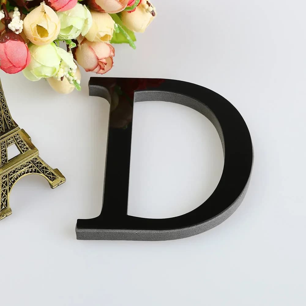 26 حرف DIY ثلاثية الأبعاد مرآة الاكريليك الجدار ملصق الحلي الأسود الإنجليزية الأبجدية الشارات ديكور المنزل جدار الفن جدارية الطرف الديكور - 6