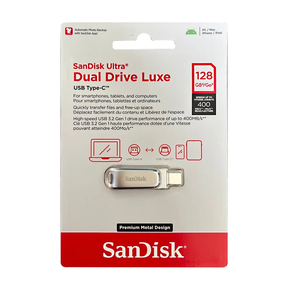 SanDisk SDDDC4 Ultra Dual Drive Luxe USB 3.2 فلاش درايف 64 جيجابايت Type C 128 جيجابايت 256 جيجابايت 512 جيجابايت معدن Type A OTG 2 في 1 فلاش درايف - 4