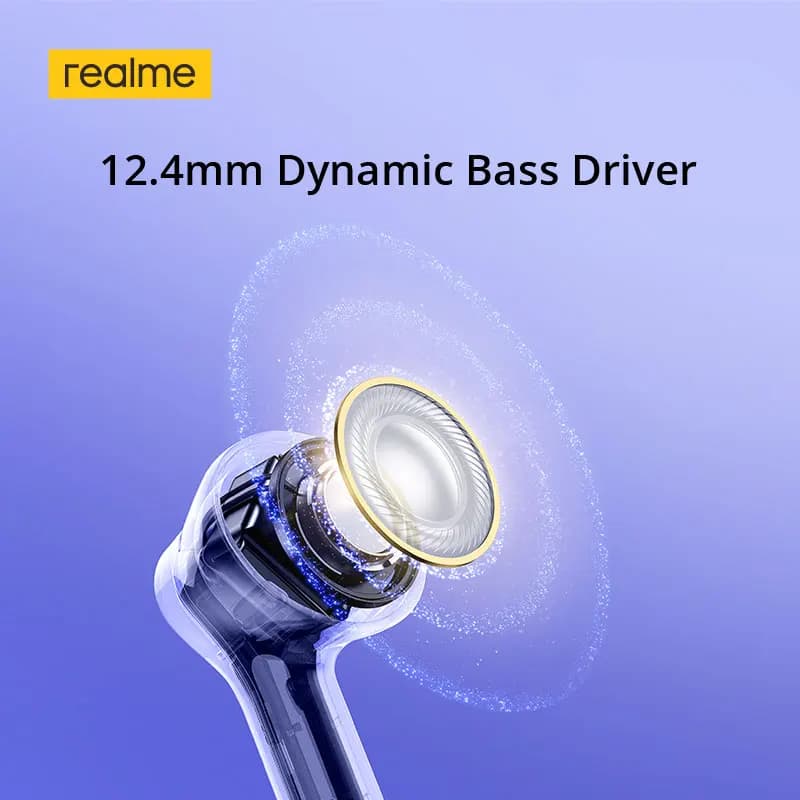 سماعات realme Buds T200 Lite TWS، مشغل باس ديناميكي 12.4 ملم، حتى 48 ساعة من التشغيل، إلغاء ضوضاء عميق بالذكاء الاصطناعي، بلوتوث 5.4 - 3