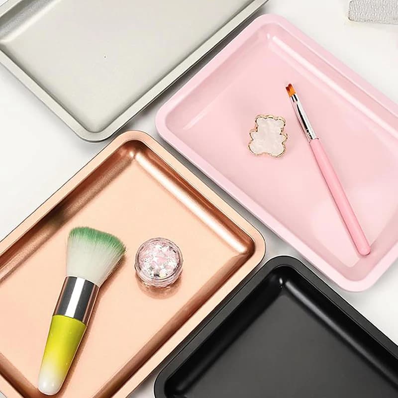 Stainless Steel Cosmetic Storage Tray Jewelry Tray Plate Doctor Surgical Tray Desktop Storage Tool Metal Fack Nail Art Tray - 3