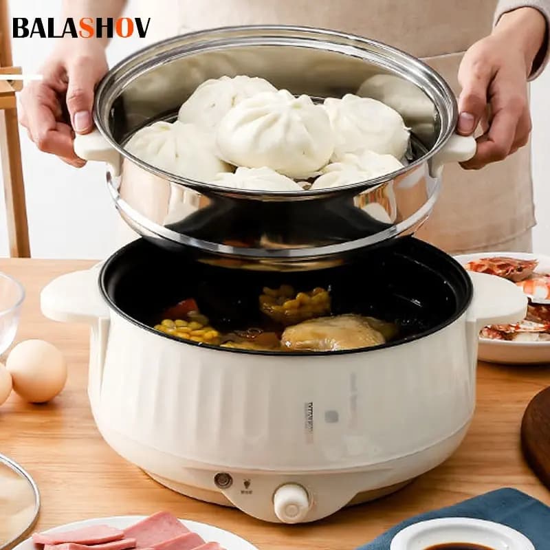 طنجرة كهربائية متعددة الاستخدامات 220V بطبقة واحدة/مزدوجة، طنجرة أرز كهربائية، مقلاة غير لاصقة، أجهزة طهي منزلية لشخص أو شخصين