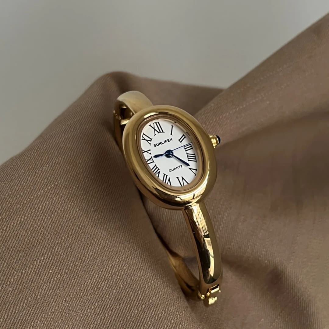 Bathtub Watch Women High end Rose Gold Light Luxury Round Metal Bracelet Watches Ladies Fashion Quartz Wristwatches Jewelry Gift - 3