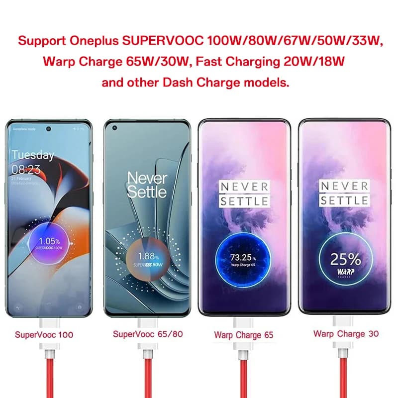 شاحن OnePlus SuperVOOC الأصلي 100 واط لهواتف OnePlus 15R و13 و12 و11 و12R وNord 4 وCE4 وAce 5 وOPPO وRealme مع كابل شحن سريع USB Type C - 3