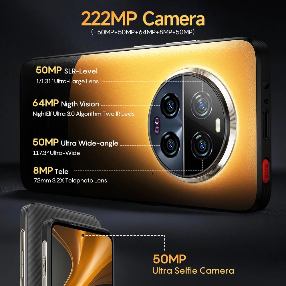 Ulefone Armor 23 Ultra 5G Rugged Phone Satellite Message 120W Smartphone 64MP Night Camera 24GB+512GB NFC Android 13Mobile Phone - 3