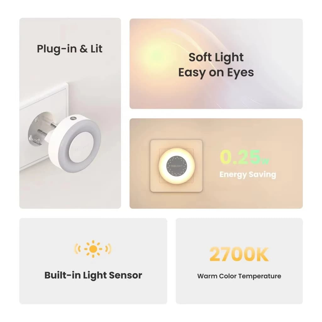 مصباح ليلي يعمل بالإستشعار للضوء وحركة الجسم من يي لايت، مصباح خزانة ملابس يعمل بتقنية LED لغرف الأطفال والمطبخ - 4