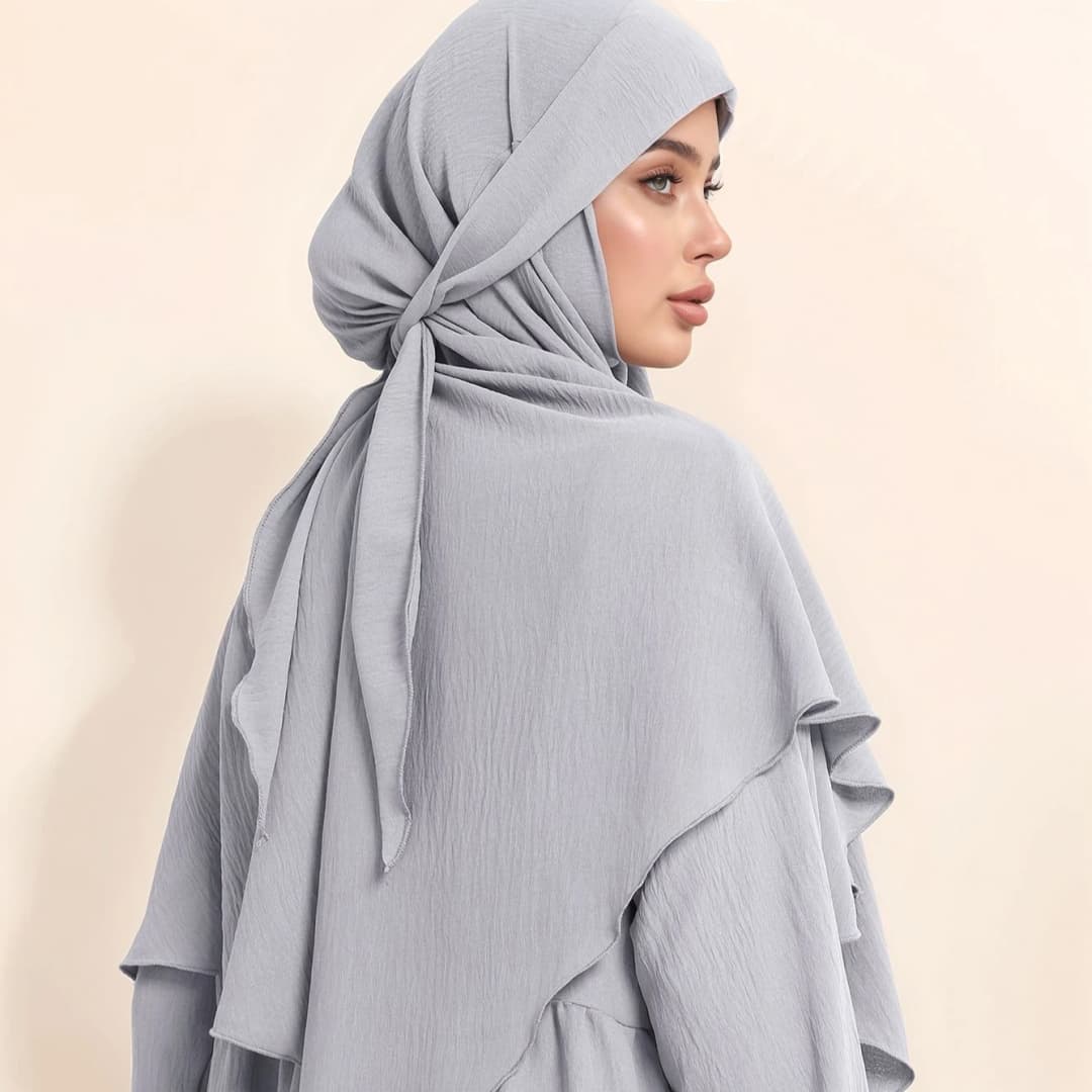 غطاء رأس مسلم طويل أنيق مع إغلاق برباط حجاب إسلامي للصلاة جاهز للارتداء عباية حجاب يومي - 3