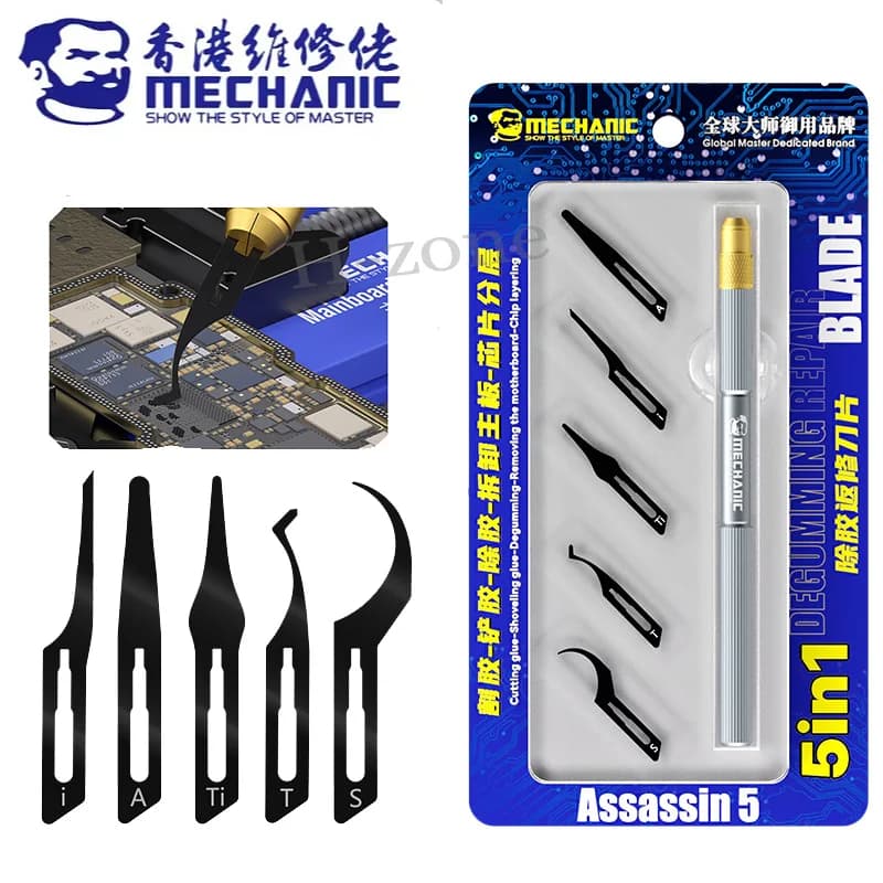مجموعة شفرات إزالة الصمغ MECHANIC Assassin 5 الاحترافية 5 قطع كاشطات وسكاكين قطع لأدوات إصلاح اللوحة الأم وIC وCPU للهواتف