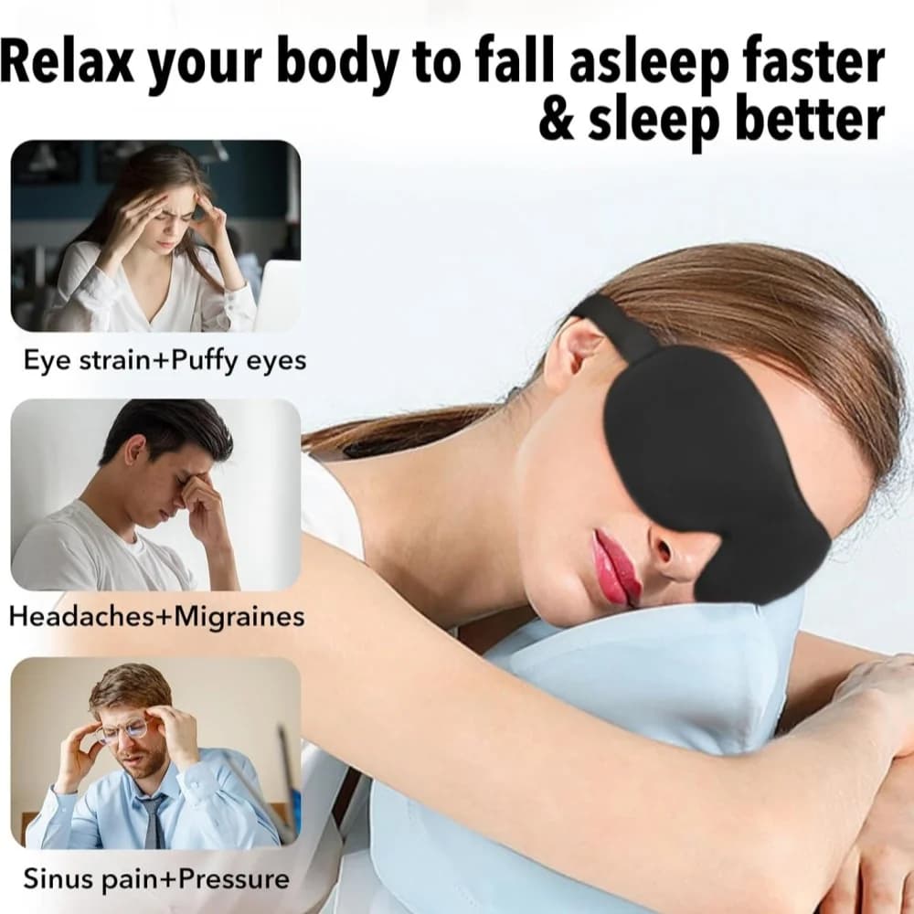 قناع نوم ثلاثي الأبعاد، مساعد نوم، قناع عين من الفوم الناعم، مثالي للسفر وحجب الضوء، غطاء عين - 4