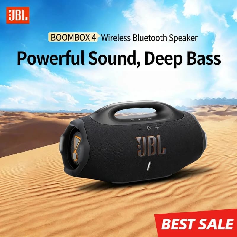 سماعة JBL Boombox 4 أصلية لاسلكية مقاومة للماء والغبار IP68 صوت معزز بالذكاء الاصطناعي بطارية 34 ساعة بلوتوث 5.4 Auracast خارجية رائجة