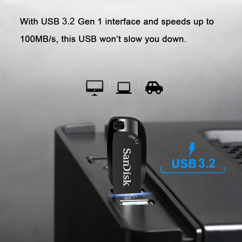 ذاكرة فلاش SanDisk USB 3.2، Mini Pendrive CZ410، سعات 256GB و128GB و64GB و32GB، سرعة قراءة حتى 100 م/ث - 5