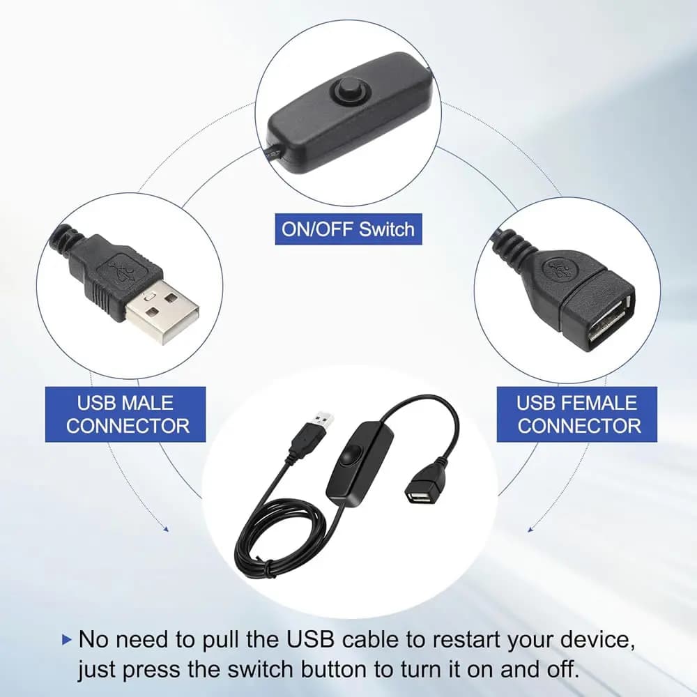 1M/2M USB Male to Female Extension Cable with On/Off Switch Data Transfer and Charging for LED Lamp/USB Flash/Fan/LED Strips etc - 2