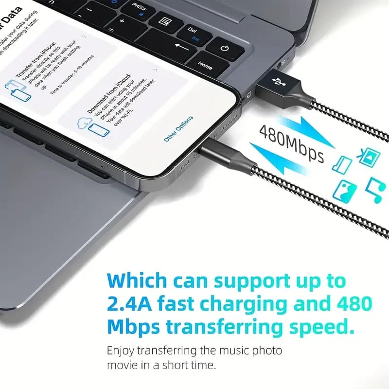 كابل LAIHONEN معتمد MFi 3 قطع 1 قطعة 10 قدم USB A إلى Lightning لآيفون 14 13 12 X XR كابل شحن سريع شاحن سلك بيانات - 4