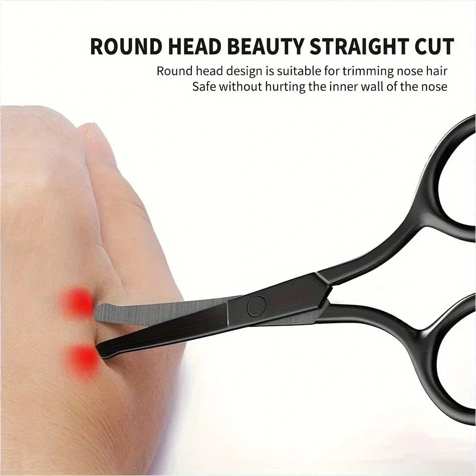 Safe Nose Hair Scissors Unisex Stainless Steel Black Round Head  (Do Not Hurt Nose) - 6