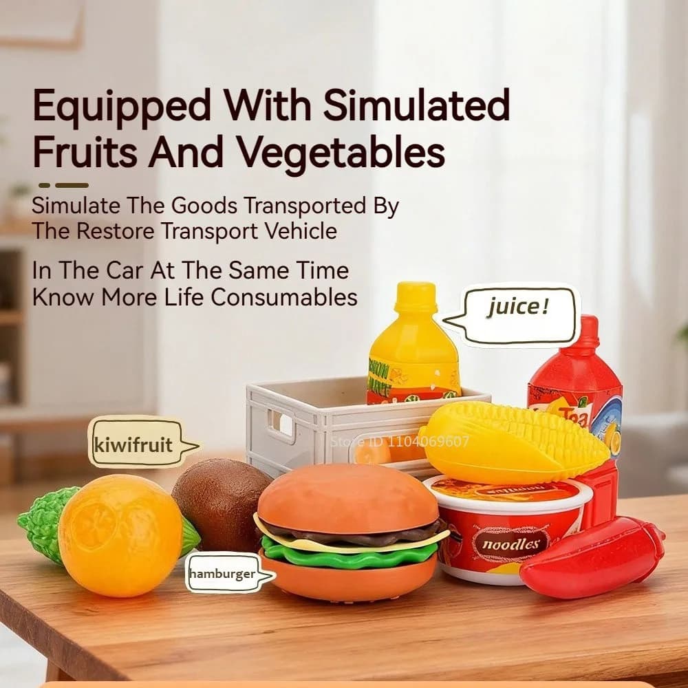 1:32 Fruit and Vegetable Transport Vehicle Toy Models Metal Diecast Container Trucks Toy Engineering Car Model Ornament for Boys - 3