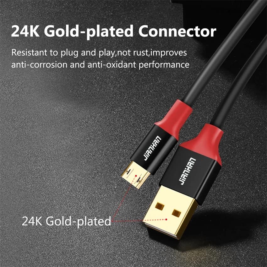 كابل مايكرو USB عكسي من JianHan بطاقة 3A للشحن السريع لهواتف Samsung وXiaomi وHTC وLG وأجهزة Android - 4
