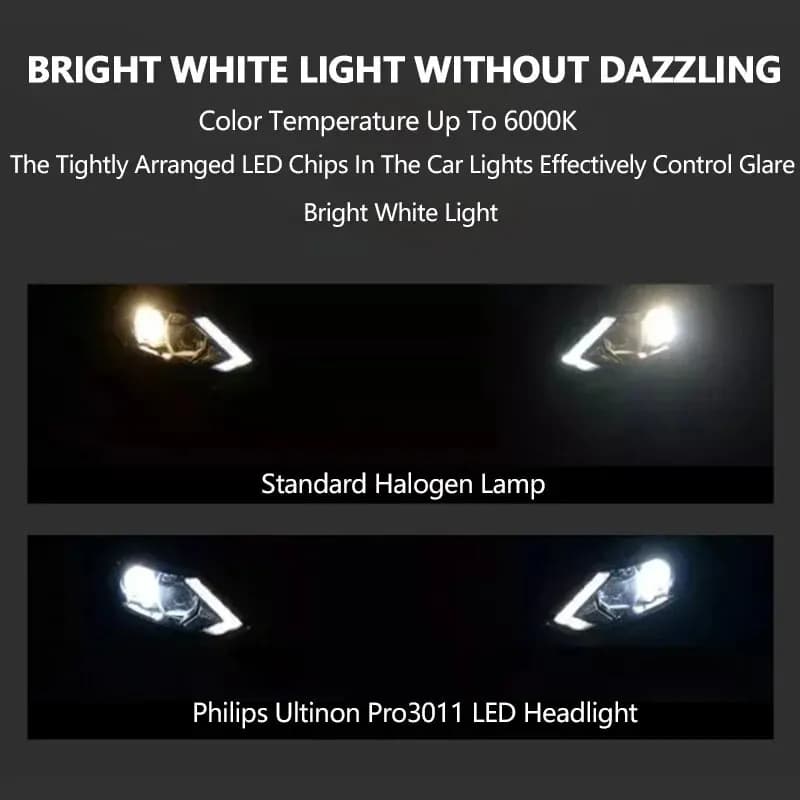 مصابيح أمامية للسيارة Philips LED، H1 H4 H7 H11 HB3 HB4 HIR2 Ultinon Pro3011، 9005 9006 9012، 6000K، أبيض ساطع، أصلية، 2x - 4