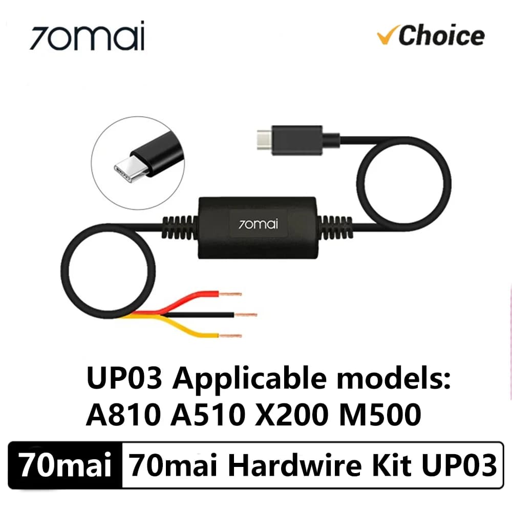 الأصلي 70mai كابل مراقبة وقوف السيارات UP03 لمجموعة توصيل 70mai A810 A510 X800 X200 Omni M500 مراقبة وقوف السيارات 24 ساعة