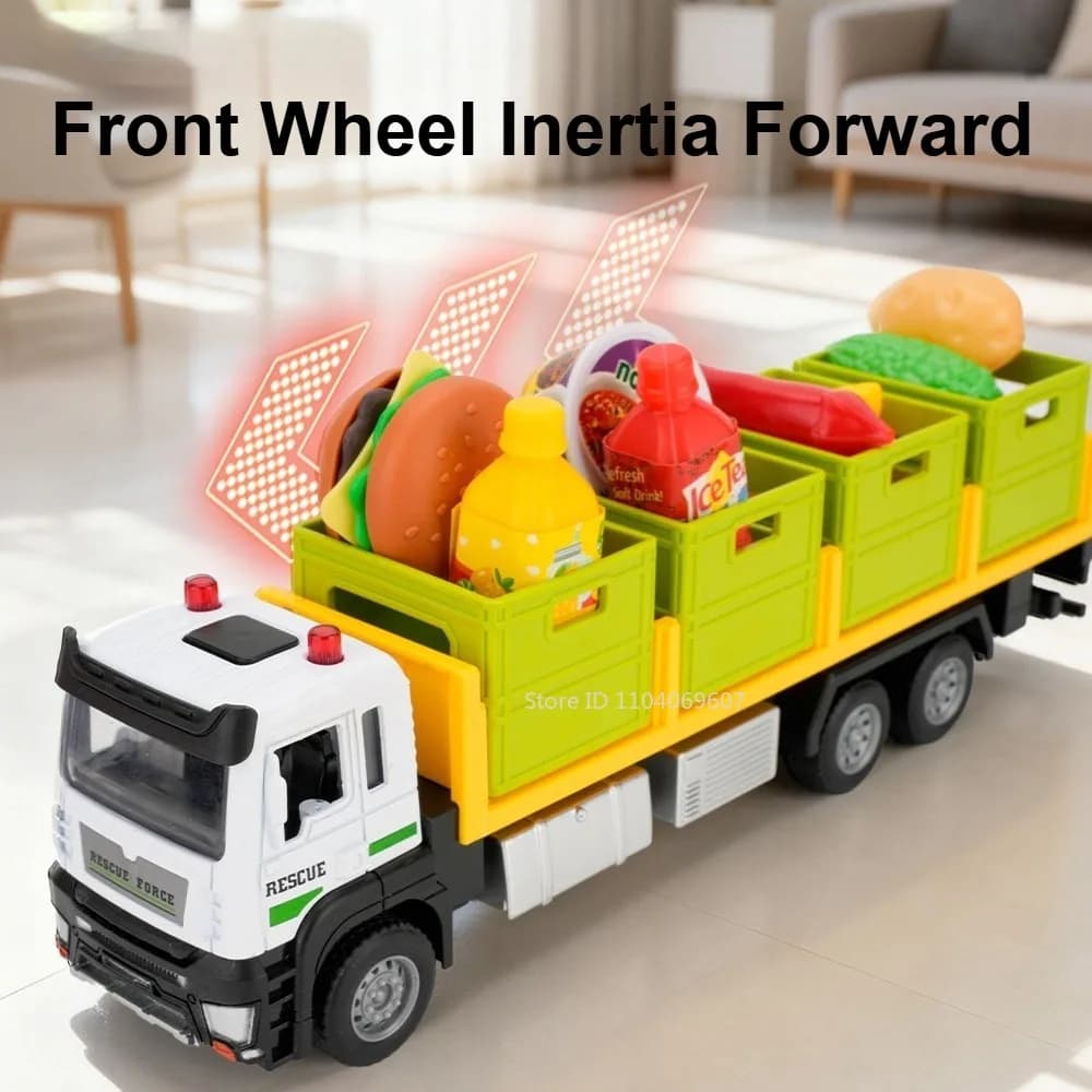 1:32 Fruit and Vegetable Transport Vehicle Toy Models Metal Diecast Container Trucks Toy Engineering Car Model Ornament for Boys - 2