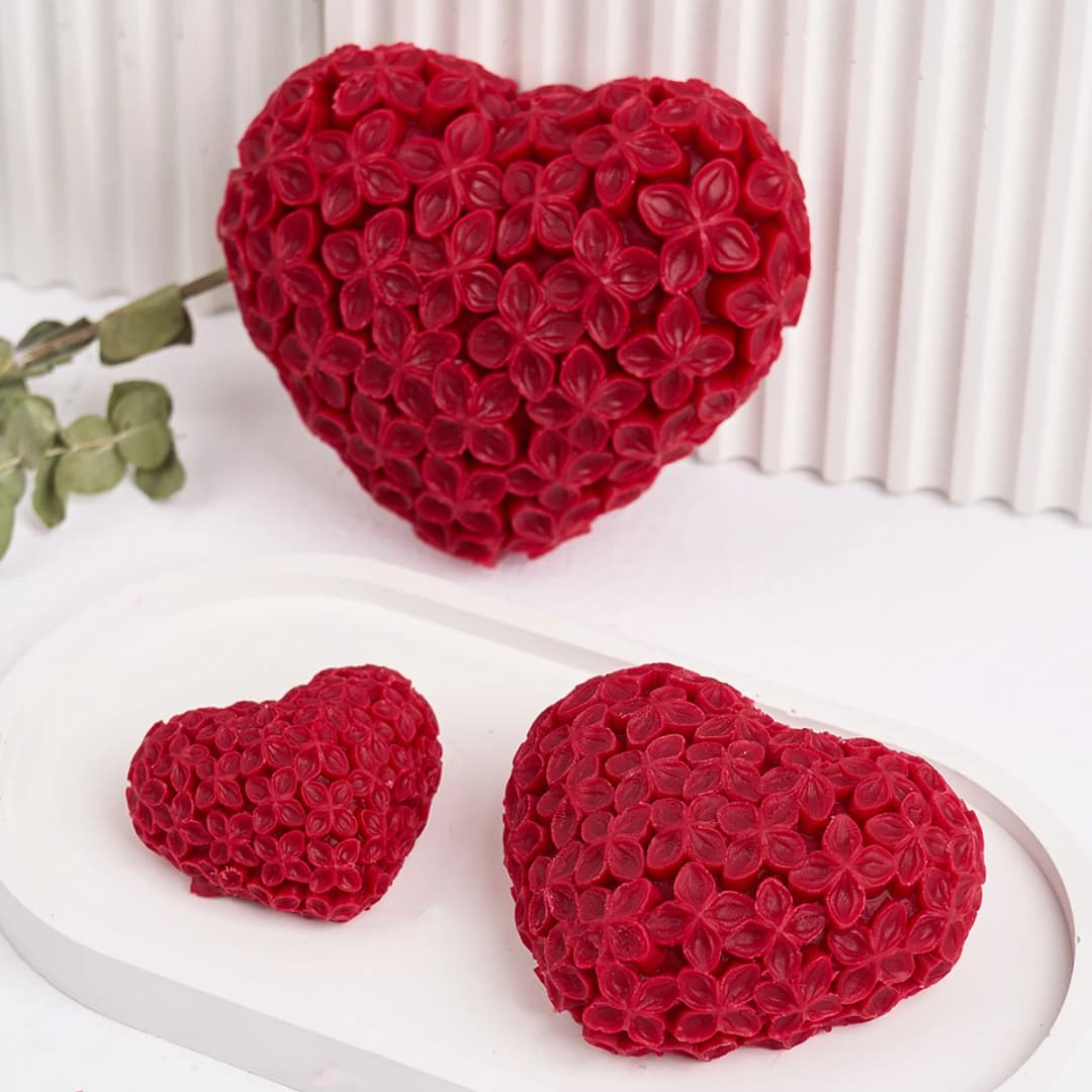 3D Love Flower Silicone Candle Mold DIY Valentine's Day Heart Scented Soap Molds Plaster Resin Chocolate Baking Making Kit - 5