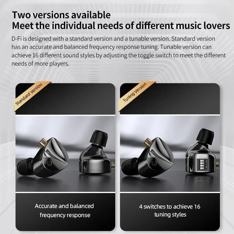 KZ D-Fi سماعات أذن هاي فاي باس سماعات أذن مونيتور 4 مستويات ضبط مفتاح سماعة رأس رياضية ستيريو صوت تقليل الضوضاء - 4
