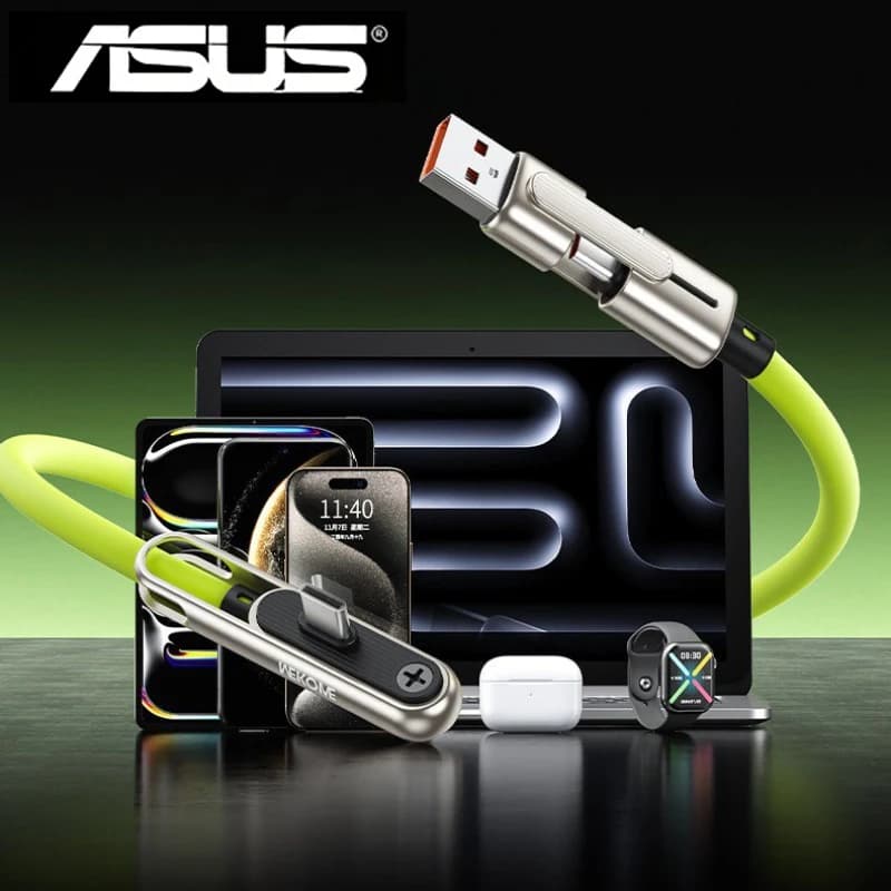 ASUS 2in1 Portable 240W Fast Charging Cable Phone Tablet Foldable Holder USB A/C To TypeC Data Cable with Folding Bracket - 3