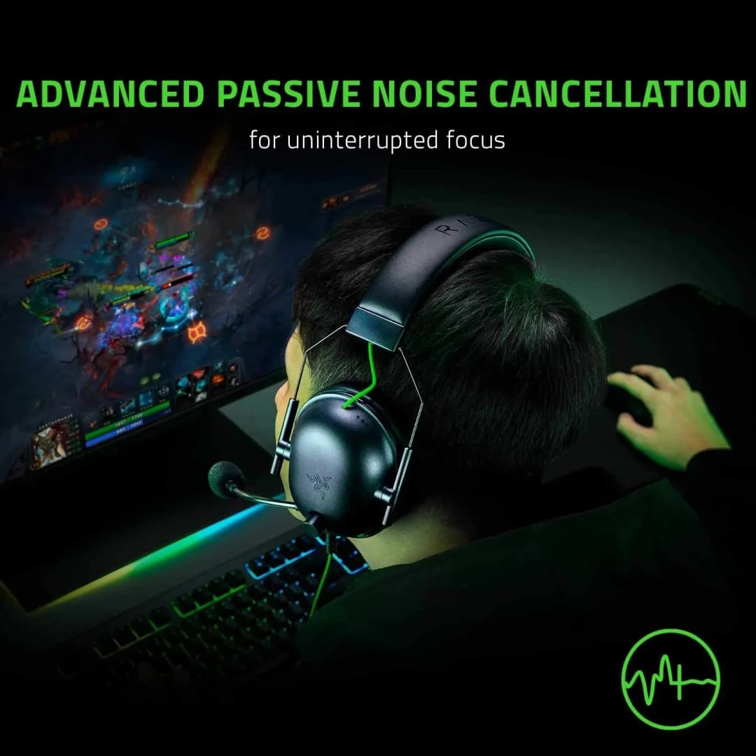 سماعة رأس سلكية Razer-BlackShark V2 X ، سماعة رأس Esports ، إلغاء ضوضاء سلبي متقدم ، صوت محيطي ، ميكروفون قلبي شديد الوضوح - 4