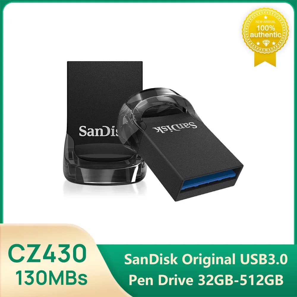 فلاشة SanDisk CZ430 USB3.0 صغيرة 130 ميجابايت/ثانية 128 جيجابايت 64 جيجابايت 32 جيجابايت 16 جيجابايت ذاكرة يو ديسك للابتوب التلفزيون السيارة الكمبيوتر
