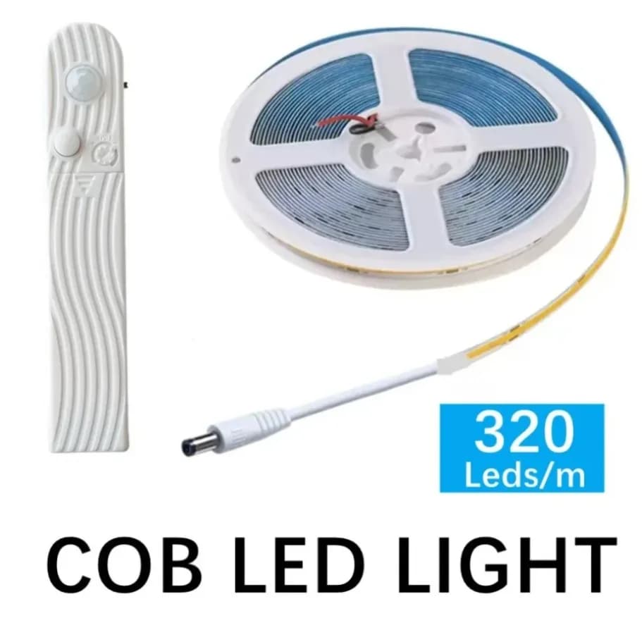 ضوء ليلي بشريط ليد COB 5V قابل للتعديل بوضعين مستشعر حركة مصباح حثي ذكي للحمام غرفة النوم بجانب السرير ديكور منزلي - 6