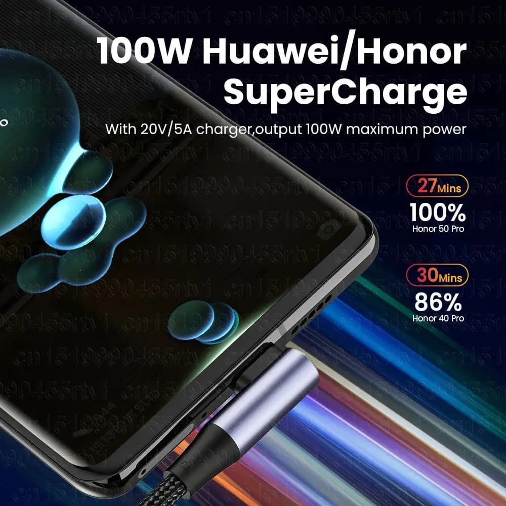4.0 Right Angle Wire 90 Degree Data Cable 100W PD Fast Charging Line USB A to USB Type C Cable For Laptop Mobile Phone - 4