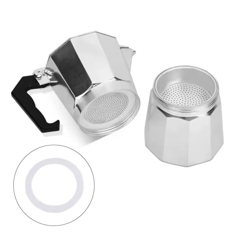 1 Set, 3pcs Silicone Gaskets and 1pc Aluminum Filter Moka Pot Coffee Bottle Replacement Compatible with 3/6/9/12 Cup Moka Expres - 5
