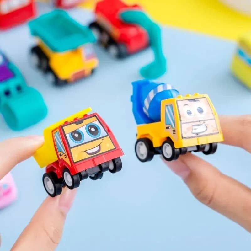 6/12Pcs Mini Inertial Pull Back Engineering Car Fire engine Set Child Kids Cartoon Toys Birthday Gift - 5