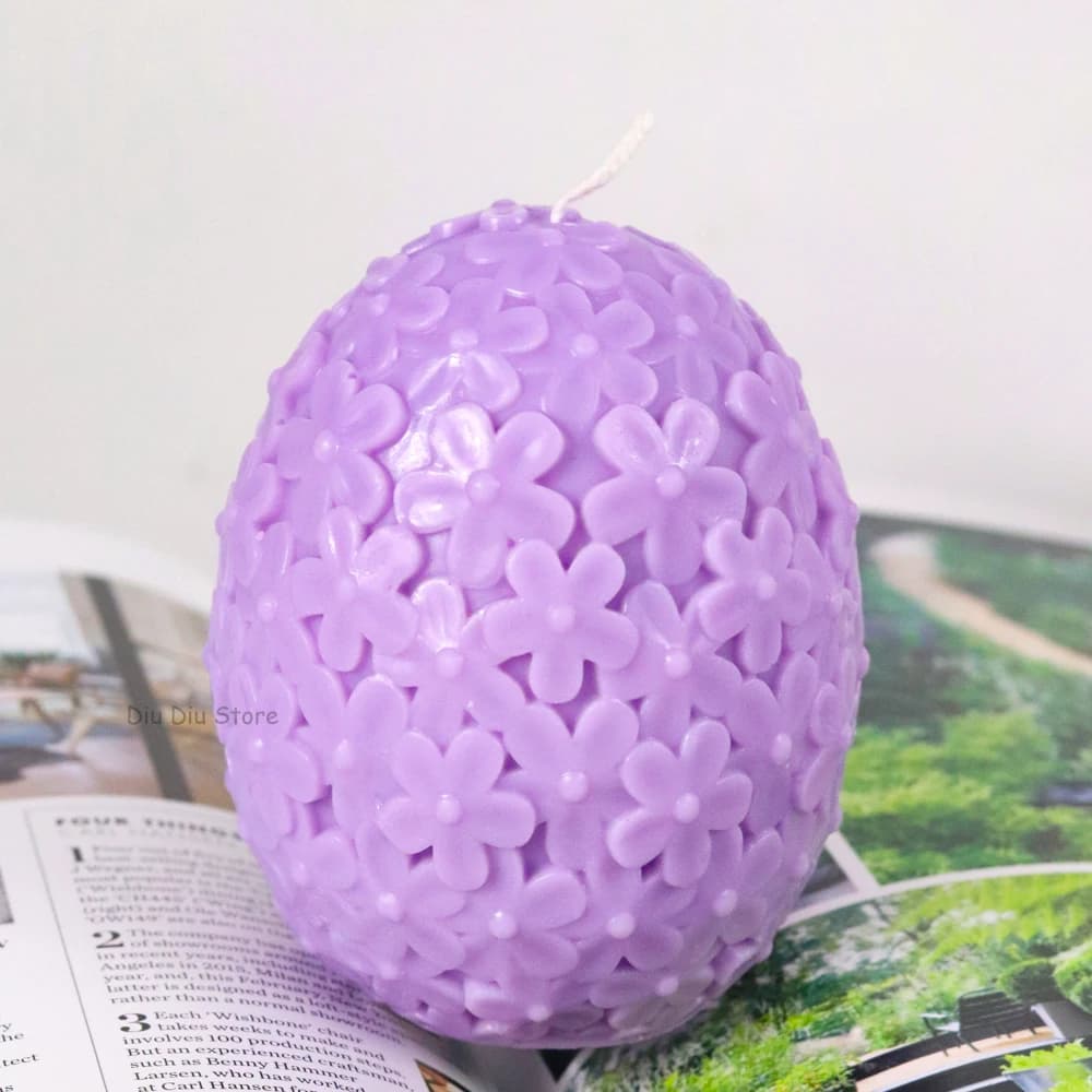 Carving Flower Egg Candle Silicone Mold DIY Catharanthus Ball Making Kit Aromath Soap Plaster Resin Cake Baking Molds Home Decor - 5