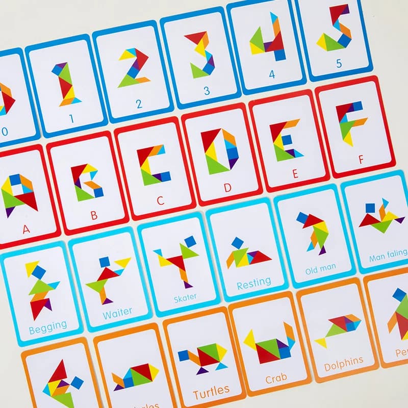 ألغاز بازل ثلاثية الأبعاد من الخشب Tangram، ألعاب لوحية تعليمية Montessori للأطفال، أداة تعليم الأشكال الهندسية لرياض الأطفال - 3