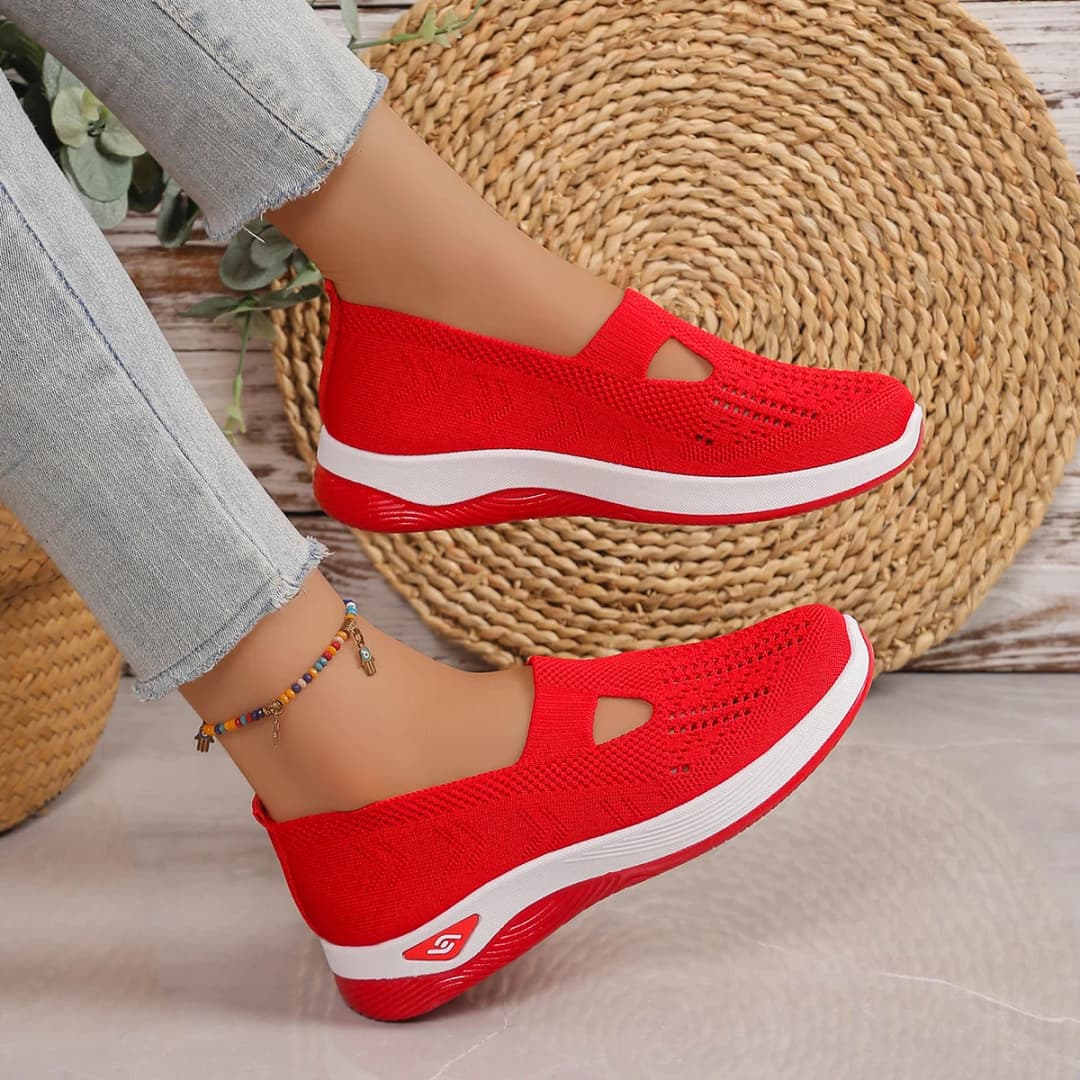 Women's shoes, casual sports shoes, solid color breathable sports soft-soled lightweight walking shoes, low-top knitted casual s - 6