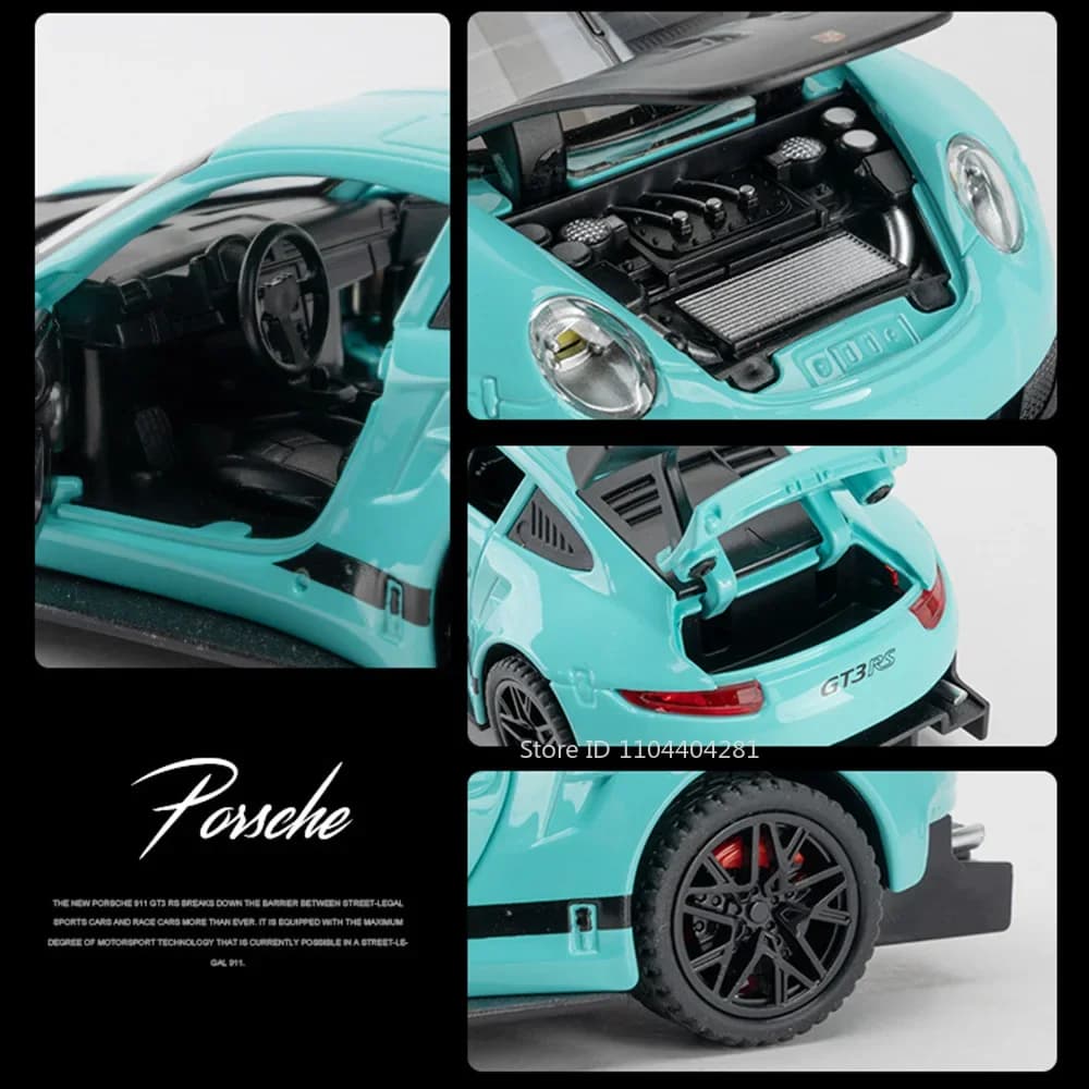 1:32 911 GT3RS Panamera Alloy Miniature Model Toys Diecast Doors Opened Sound Light Rubber Tires Vehices for Boy's Birthday Gift - 2
