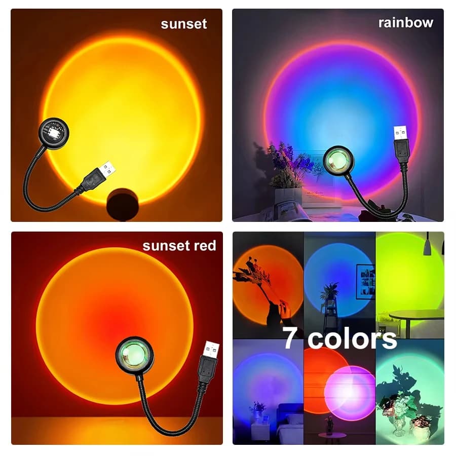 Led USB غروب الشمس مصباح العارض ديكور المنزل حفلة ليلة ضوء جو أضواء النيون لغرفة النوم غرفة المعيشة جدار التصوير - 2