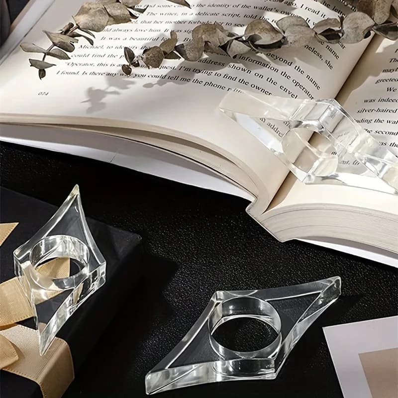 Clear Acrylic Thumb Book Supporter - Book Page Expander Bookmark - 5