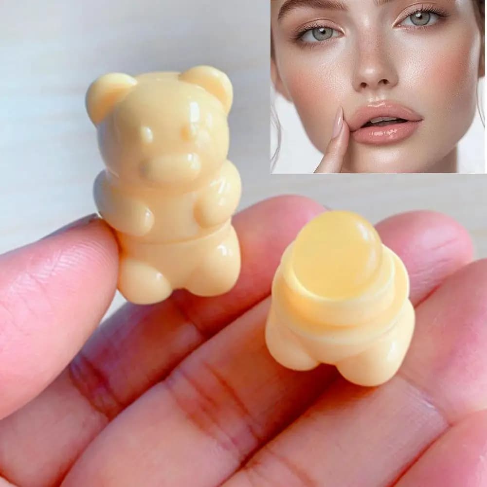 فرشاة شفاه سيليكون صغيرة محمولة على شكل كارتون، فرشاة كونسيلر بزاوية على شكل دب لطيف، فرش مكياج للشفاه والكونسيلر