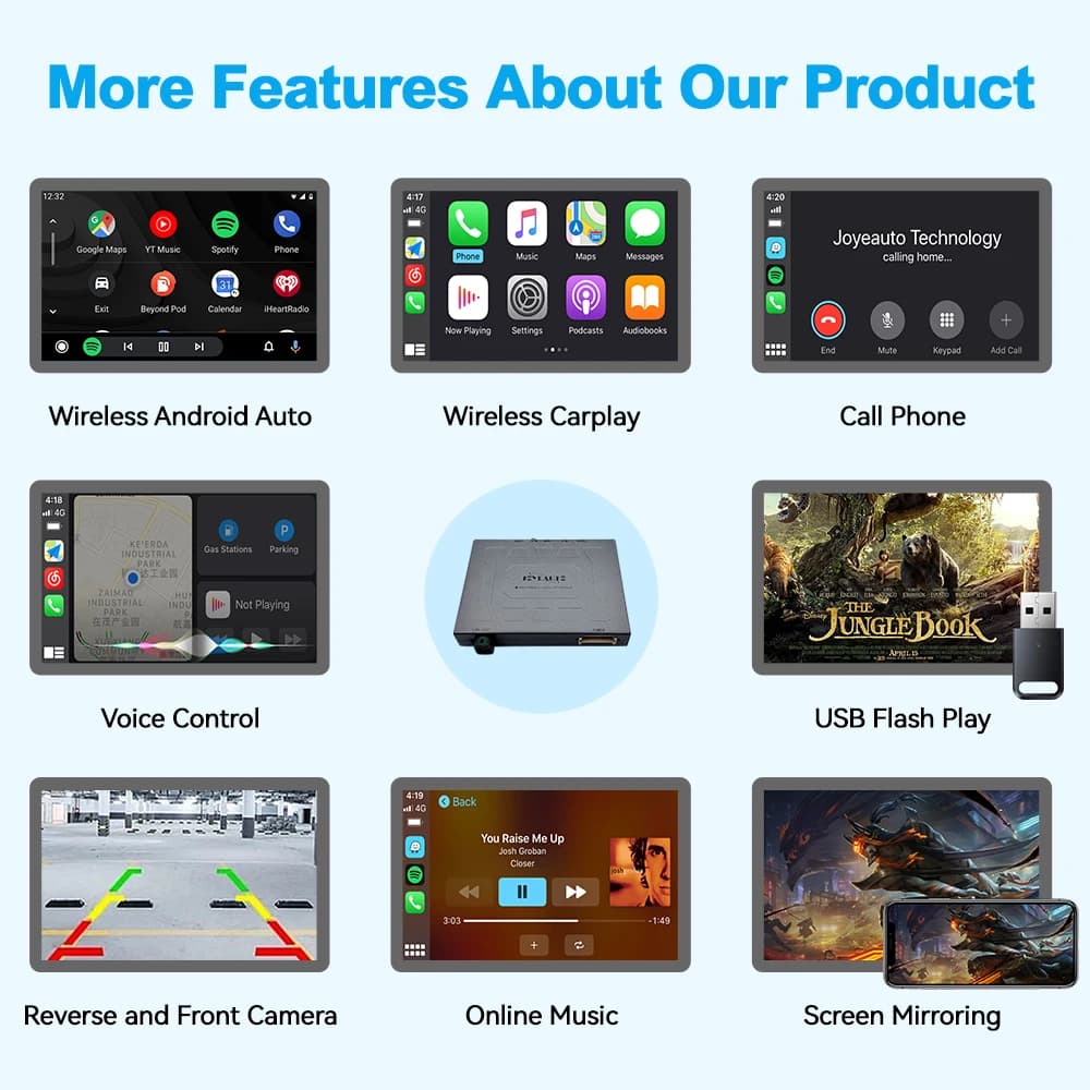 صندوق JoyeAuto اللاسلكي لتحديث نظام CarPlay لسيارات إنفينيتي بشاشة 8 بوصة من 2015 إلى 2019، يدعم Q50 وQ60 وQ50L وQX50، مع دعم Android Auto وMirroring وAirplay وكاميرا. - 3