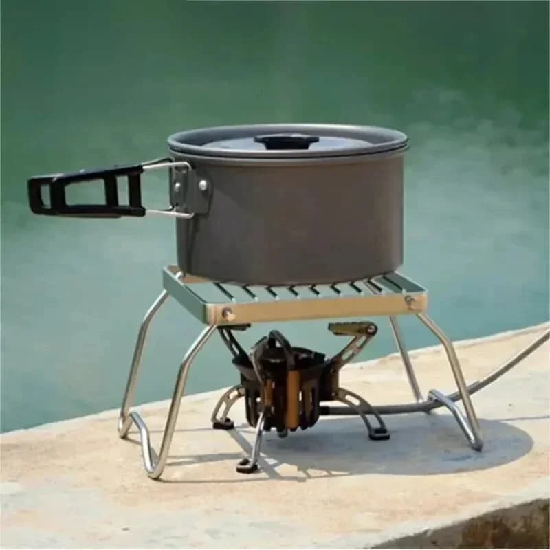Outdoor Stainless Steel Stove Holder Camping Portable Folding Mini Barbecue Rack Set Pot Holder Baking Tray Holder - 3
