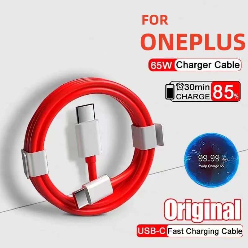 كابل شحن سريع PD 65W Supervooc لجهاز Oneplus Ace 12/11/10T/9/8T/7T Pro، كابل USB C إلى Type C للشحن السريع Warp Dash لأجهزة 6T و5T