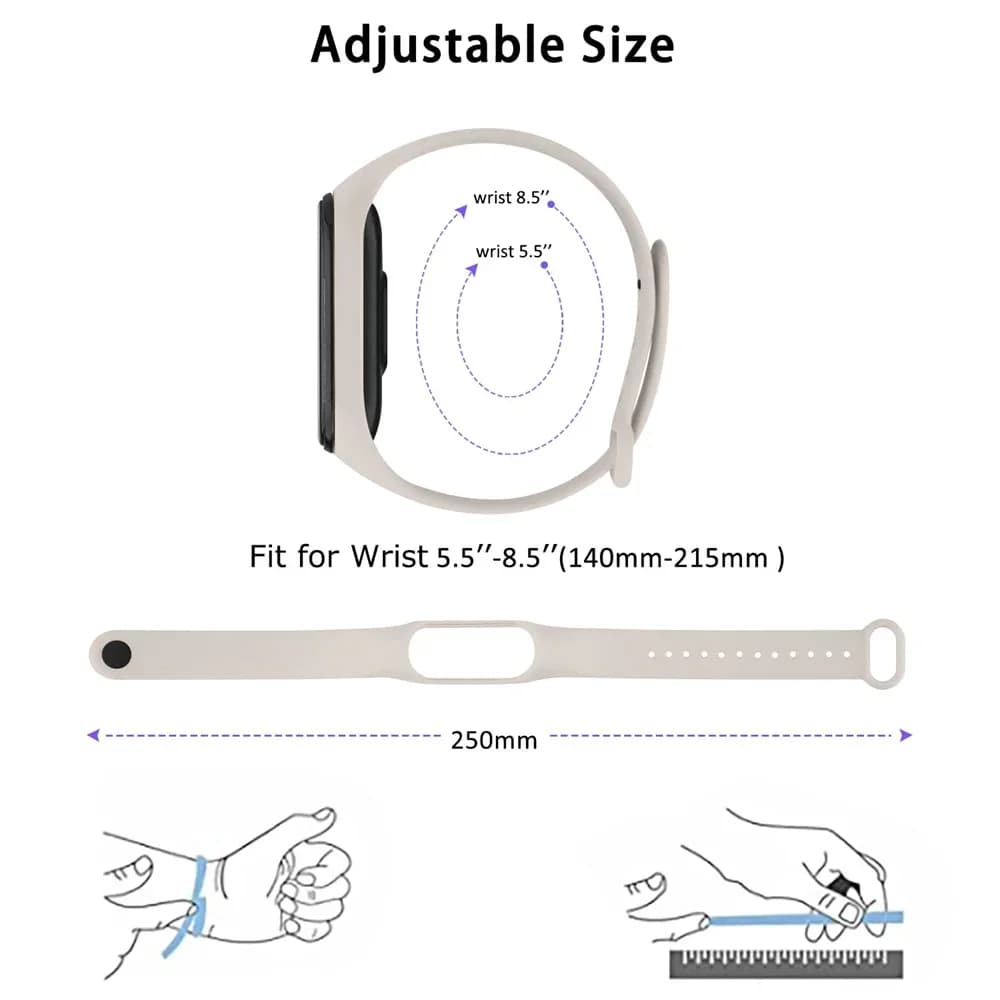 2 قطعة أسورة لشاومي Mi Band 7، سوار Miband 5 و6 NFC، استبدال رياضي، سوار معصم من السيليكون، حزام Mi Band 7 و6 و3 و4 و5 - 6