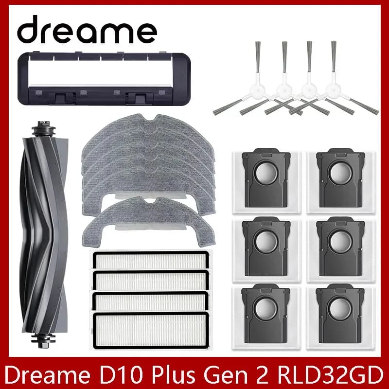 قطع غيار مستهلكات روبوت تنظيف Dreame D10 Plus Gen 2 RLD32GD فرشاة جانبية رئيسية فلتر هيبا قطعة قماش ممسحة كيس غبار اكسسوارات