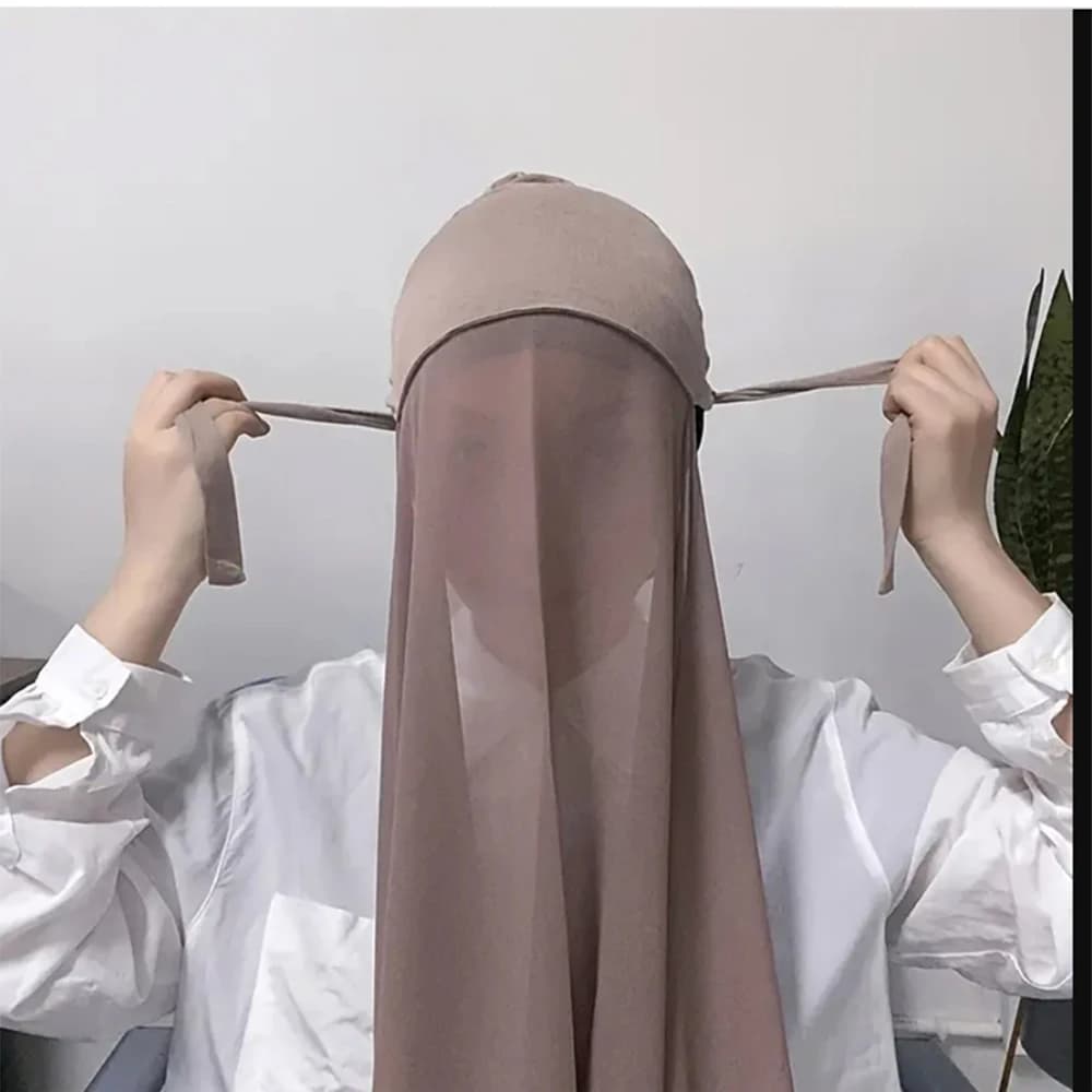 Muslim Instant Hijab for Women Bonnet with Chiffon Shawl Head Scarf Cap Inner Headband Stretch Hijab Cover Headwrap Turbante